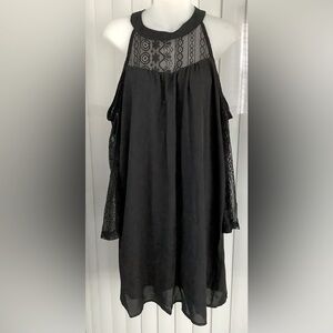 ACEVOG COLD SHOULDER DRESS WITH LACE SLEEVE DRESS🌻